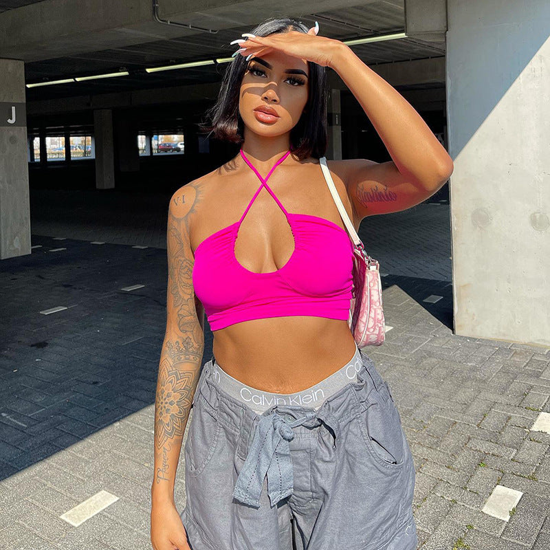 Damen lässiges Crop-Top mit Halterdesign Sovae
