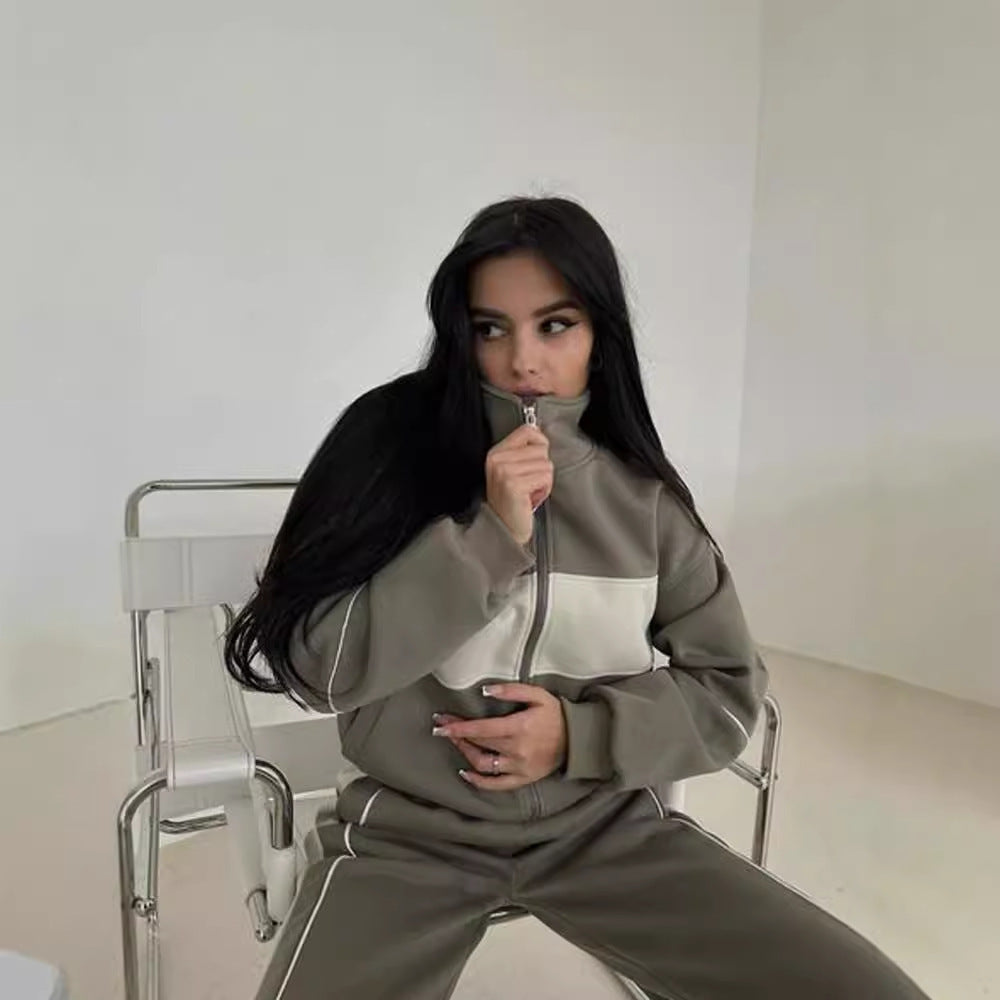 Damen sportliches Freizeit-Loungewear-Set mit Reißverschluss Sovae