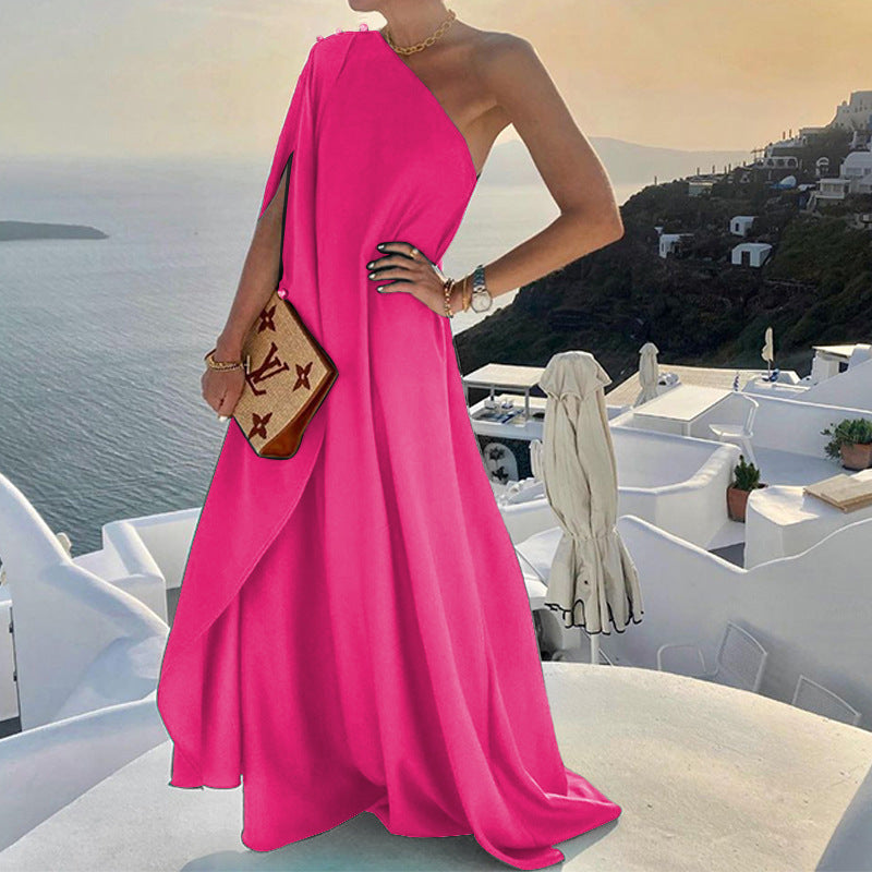 Damen asymmetrisches drapiertes Abendkleid Sovae
