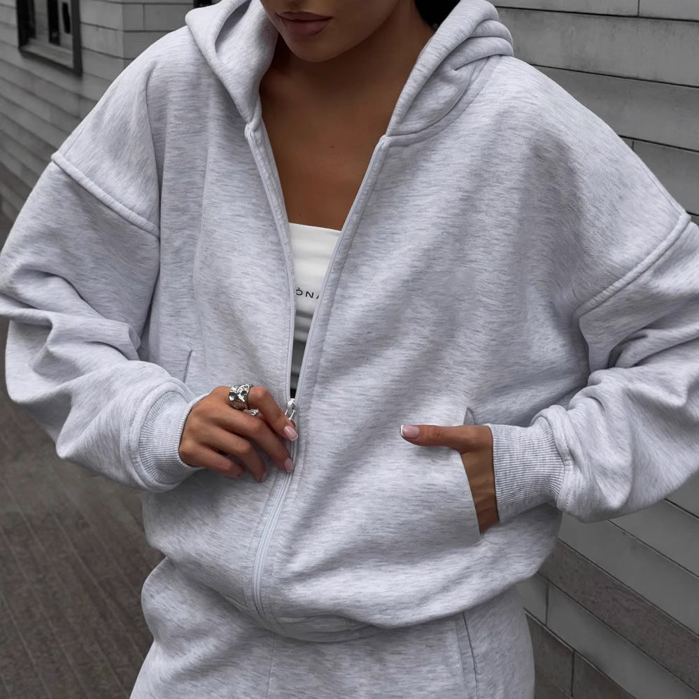 Damen Oversized Kapuzenjacke und bequeme Sweathose Sovae