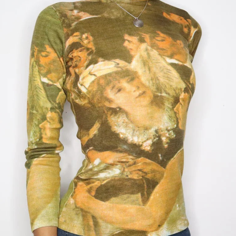 Damen Langarmshirt mit kunstvoller Grafik Sovae