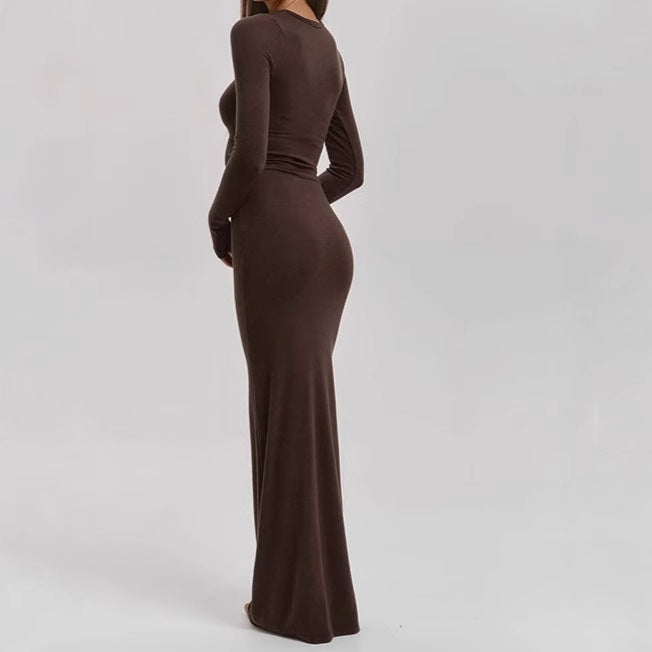 Damen Elegantes Langarm-Maxikleid mit figurformendem Schnitt und hohem Komfort Sovae