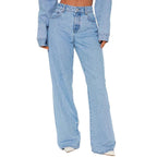 Damen Weit geschnittene High-Waist Jeans im lässigen Look Sovae