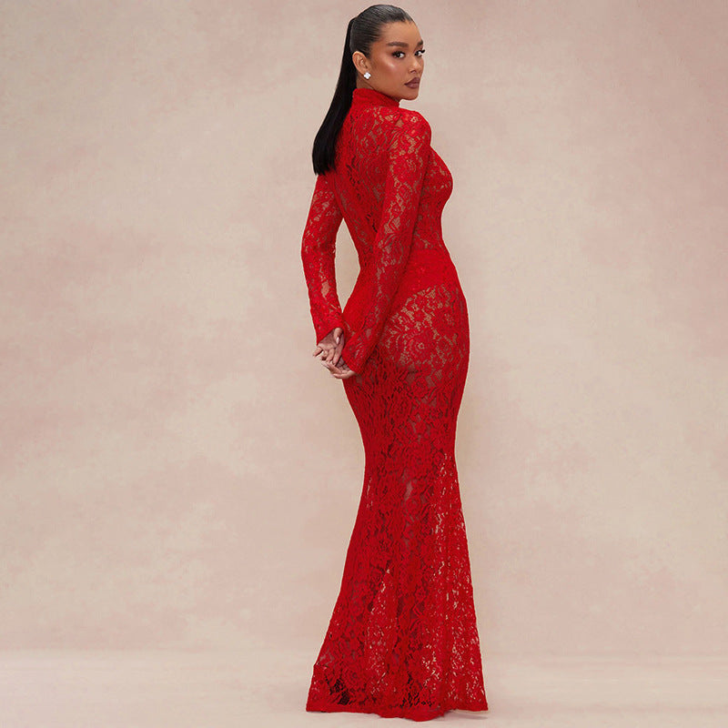 Damen Spitzenabendkleid im eng anliegenden Stil Sovae