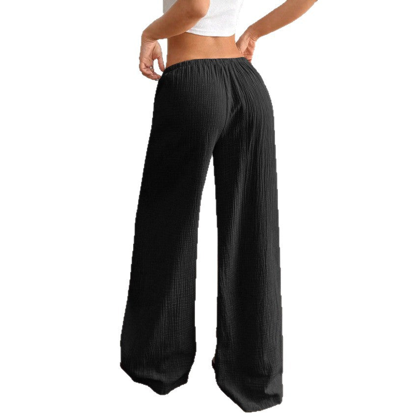 Damen Luftige Palazzo-Hose mit elastischem Bund Sovae