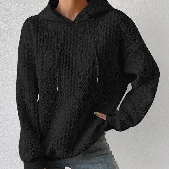 Damen Kuscheliger Strickpullover mit Kapuze Sovae
