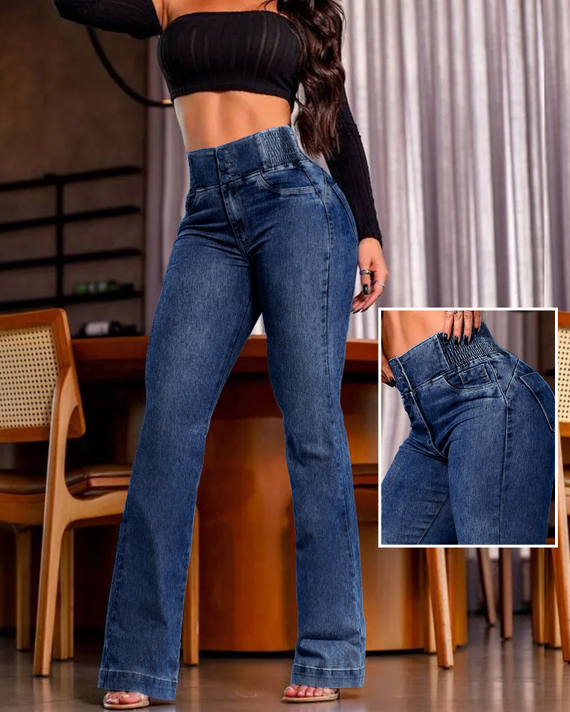 Damen Hochgeschnittene Jeans mit weitem Bein Sovae