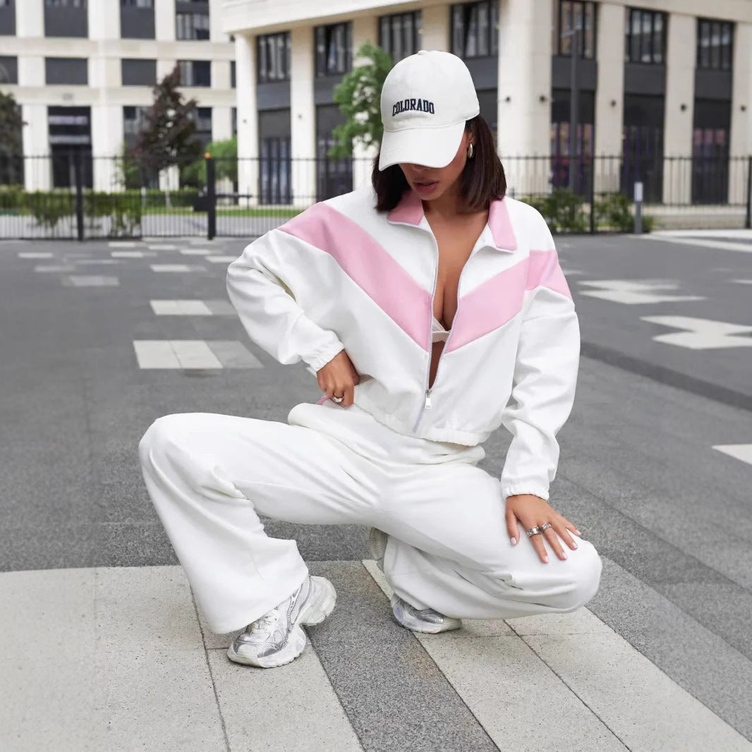 Damen sportlicher Fleece-Loungewear-Anzug mit Reißverschluss Sovae