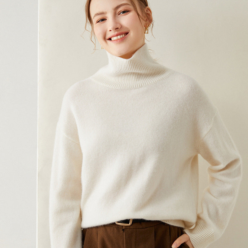 Damen Pullover mit hohem Kragen und weichem Materialmix Sovae