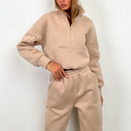 Damen Sportliches Freizeit-Loungewear-Set mit Stehkragen Sovae