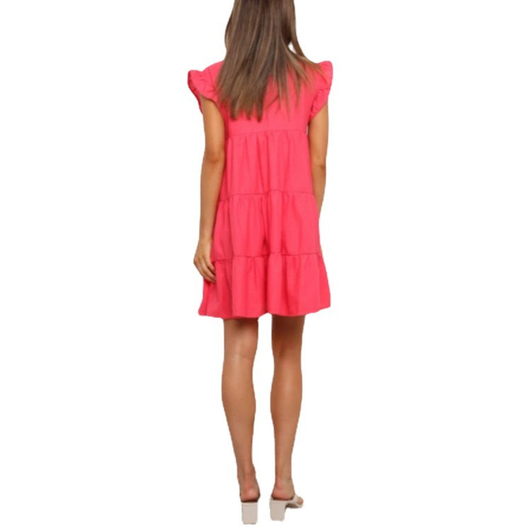 Damen Rüschentier Sommerkleid Sovae