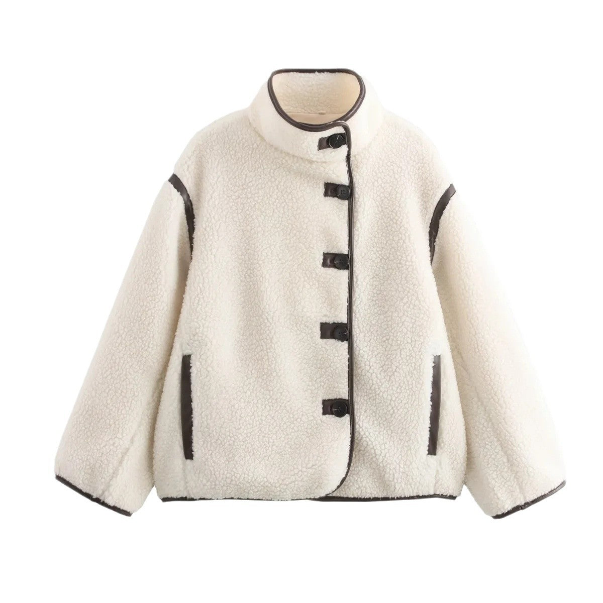 Damen Kuschelige Fleecejacke mit hohem Kragen und praktischen Taschen Sovae
