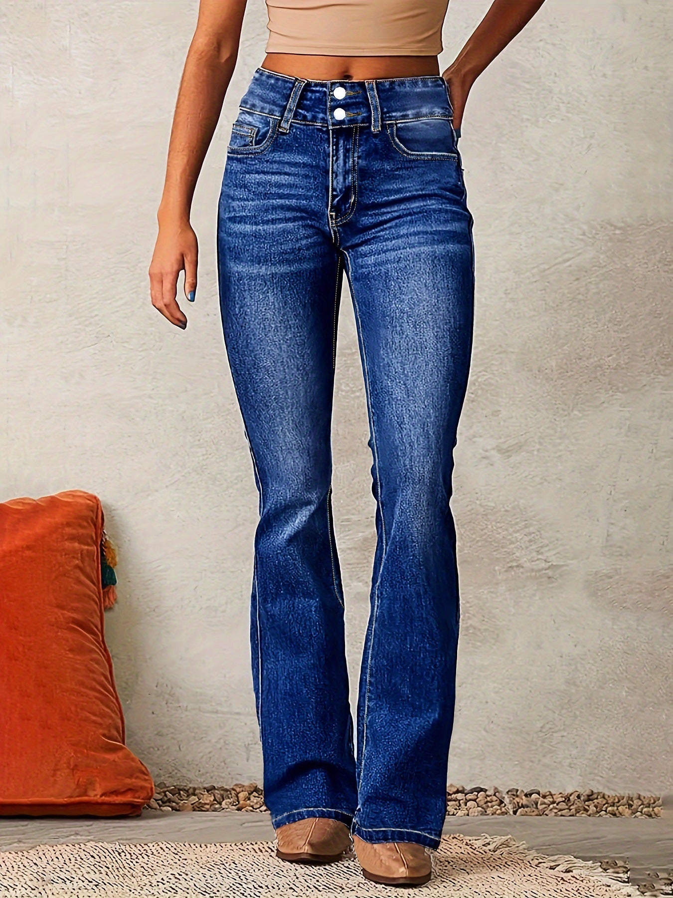 Damen High-Waist Flared Jeans Sovae