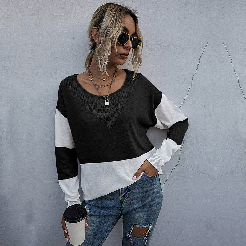 Damen lässiger V-Pullover mit modischem Netzdesign Sovae
