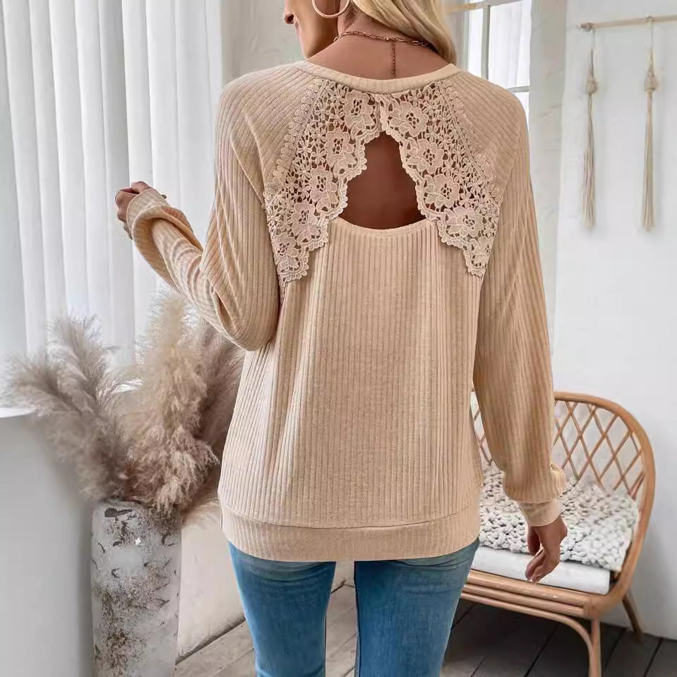 Damen Pullover mit Spitzenrücken Sovae