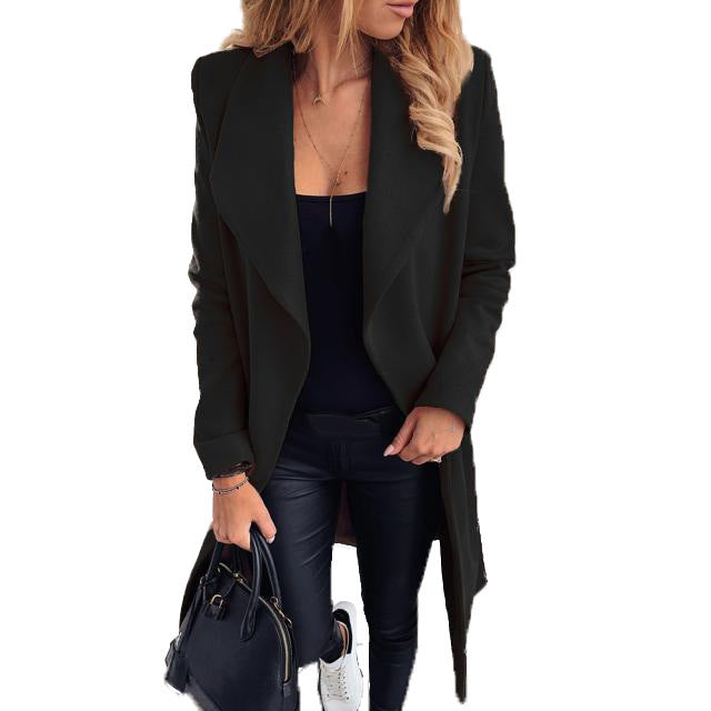 Damen eleganter Öffentlicher Mantel mit asymmetrischem Schnitt und weichem Stoff Sovae