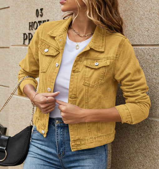 Damen Denim-Jacke im Vintage-Stil mit Taschen Sovae
