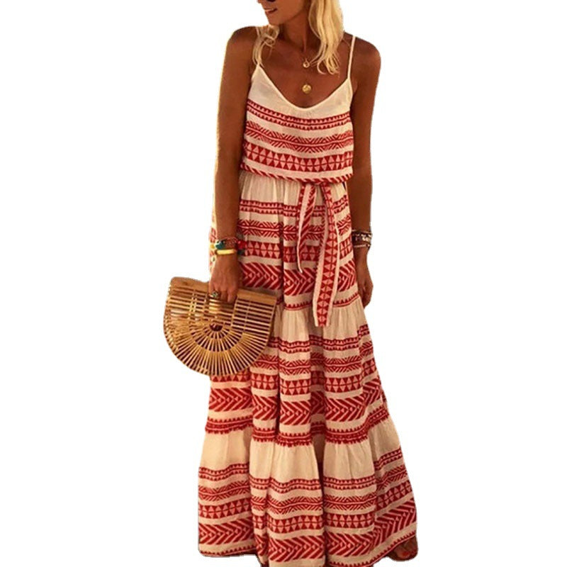 Damen Maxi-Strandkleid mit trendigem Mustermix Sovae