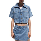 Damen Denim Miniröcke mit asymmetrischem Schnitt Sovae