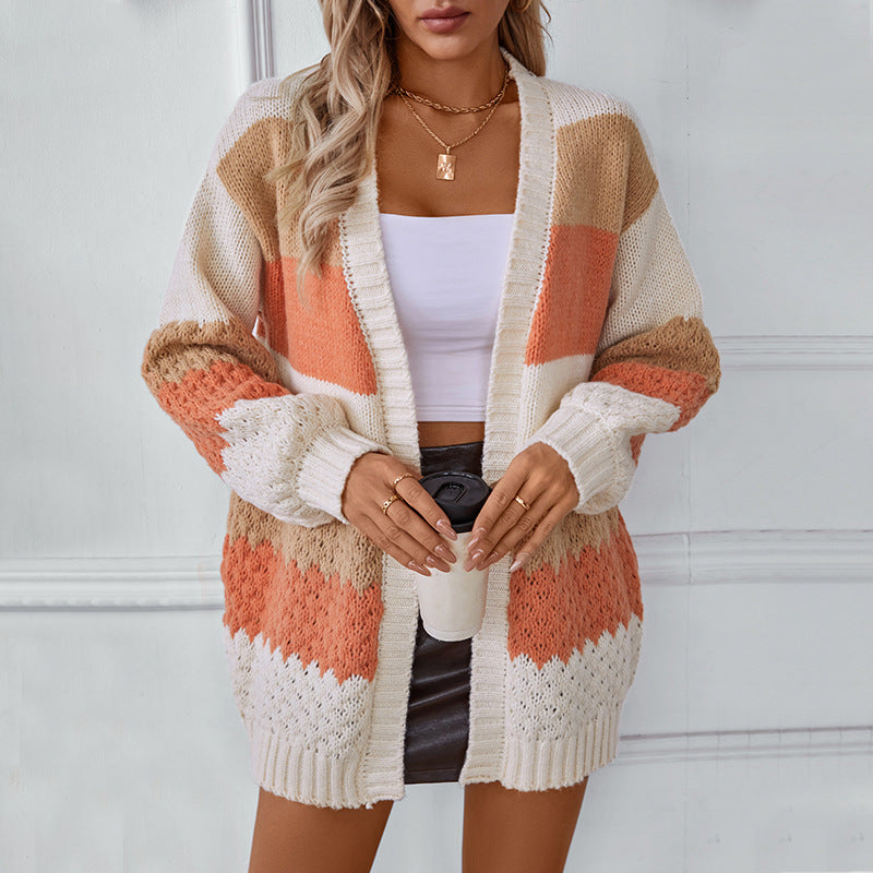 Damen Strickjacke mit trendigem Blockdesign und luftiger Haptik Sovae