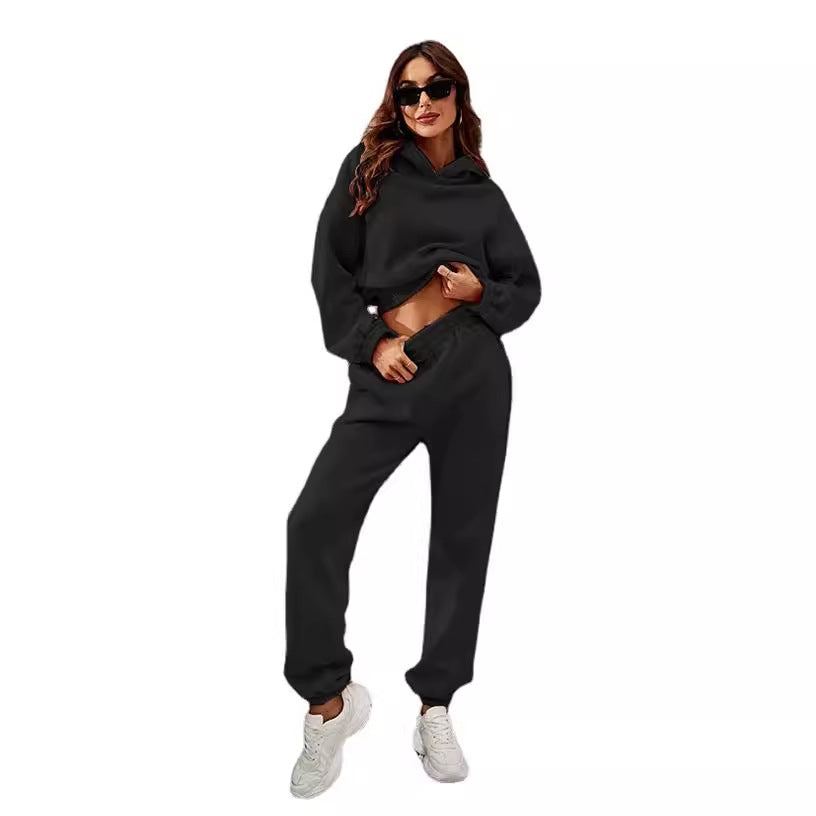 Damen bequeme Sweatpants mit Kapuze und Raffung Sovae