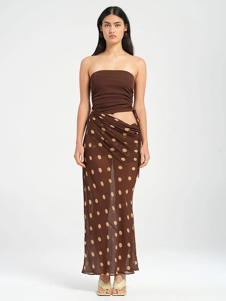 Damen Hipster Maxi-Rock mit gepunktetem Design Sovae