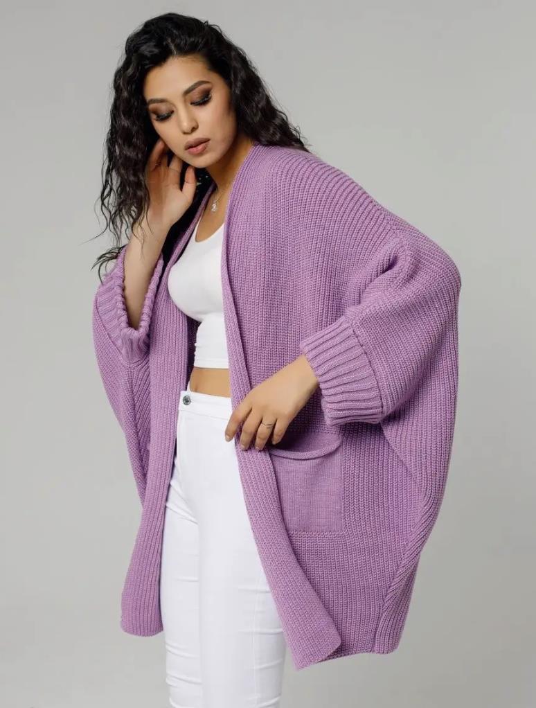 Damen Oversized Strickjacke mit großen Taschen und bequemen Rippenärmeln Sovae