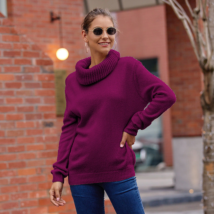 Damen Strickpullover mit weitem Rollkragen und lockerem Schnitt Sovae