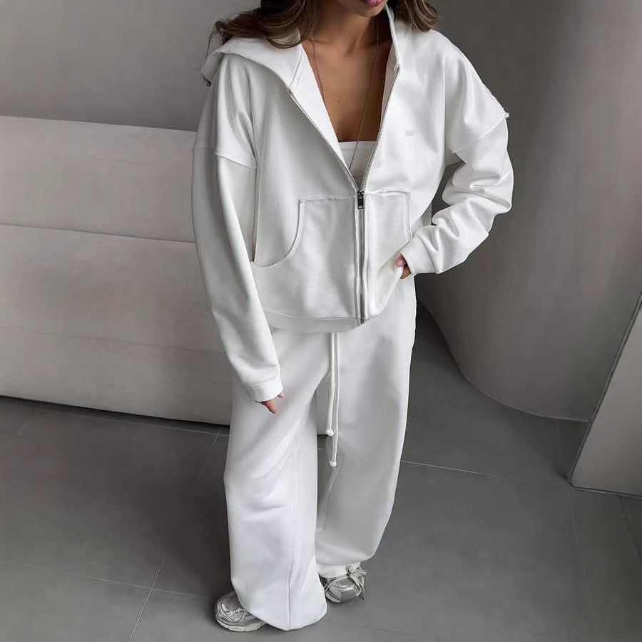 Damen Oversized Kapuzenpullover und lässige Freizeithose Set Sovae