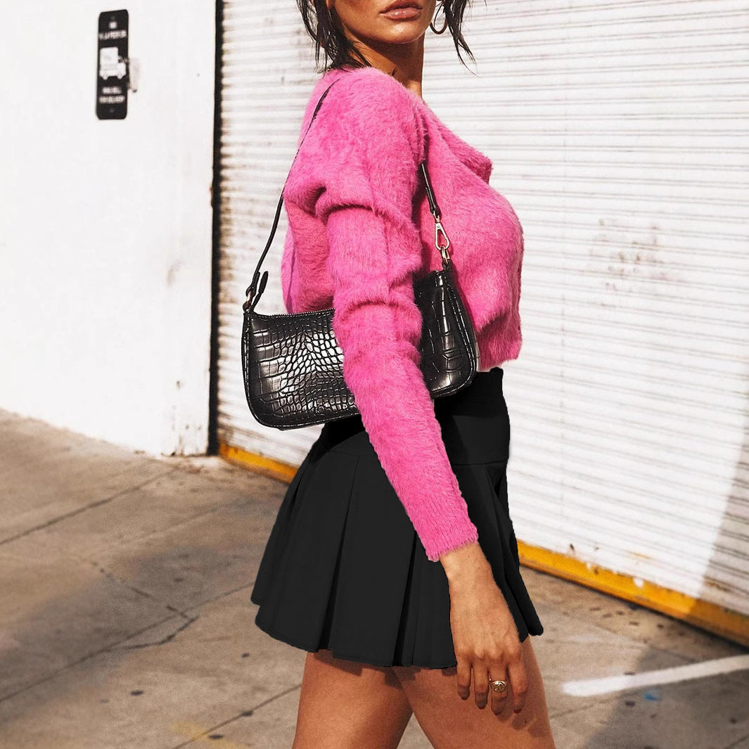 Damen Faltenrock mit hohem Bund und plissiertem Design Sovae