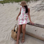 Damen ärmelloses Blusenshirt mit floralem Design Sovae