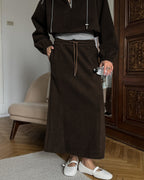 Damen Langer Rock aus hochwertigem Jersey mit elastischem Taillenband Sovae