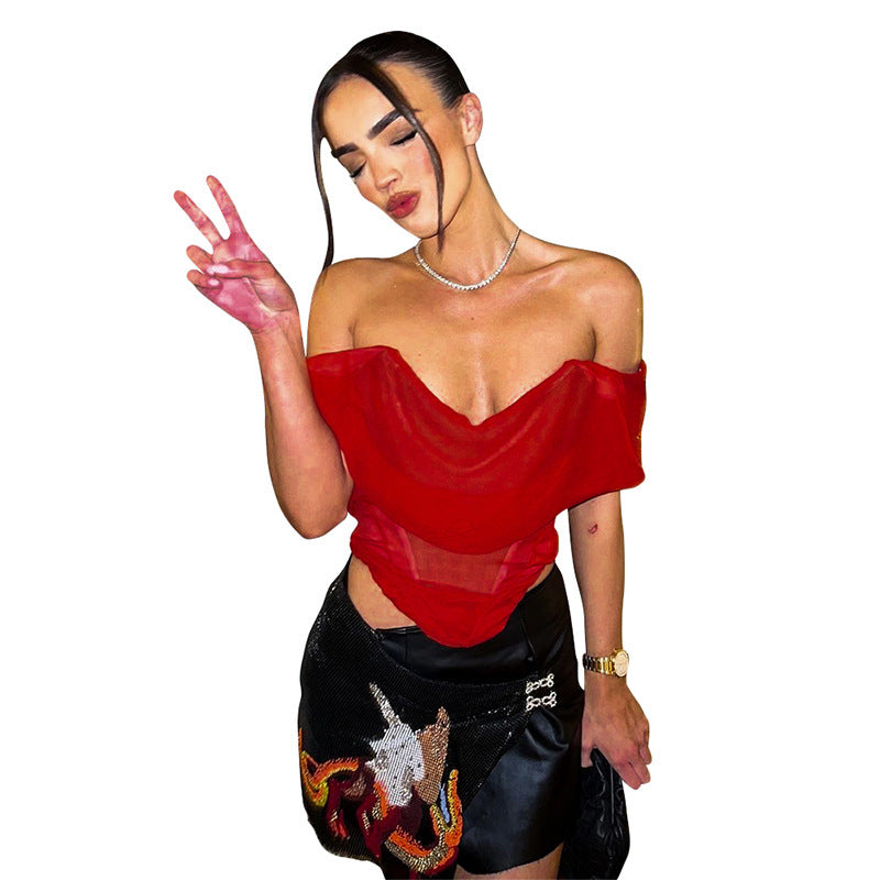 Damen Verführerisches cropped Bodysuit mit schulterfreiem Design Sovae