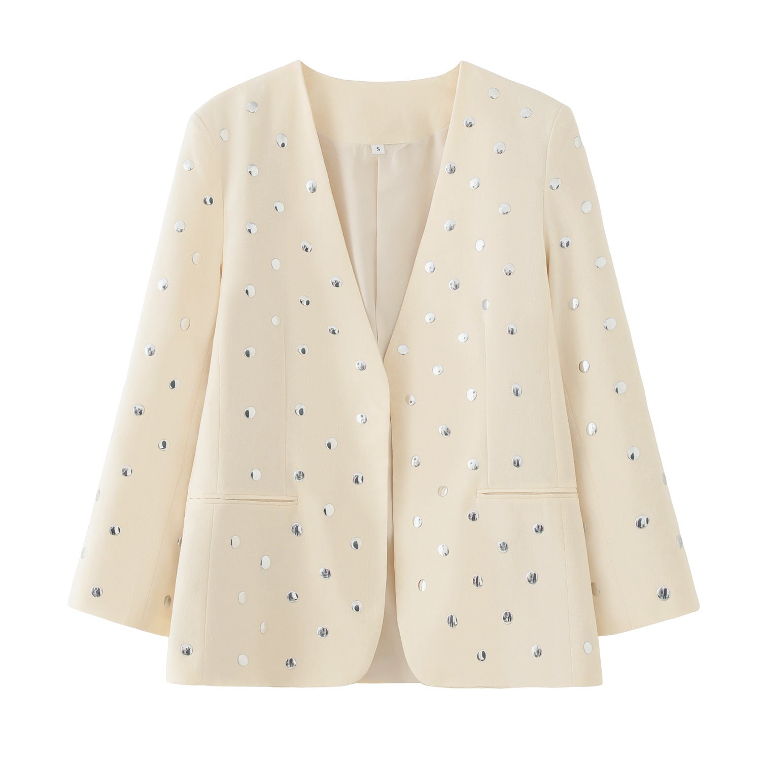 Damen elegante Blazerjacke mit funkelndem Pailletten-Muster Sovae