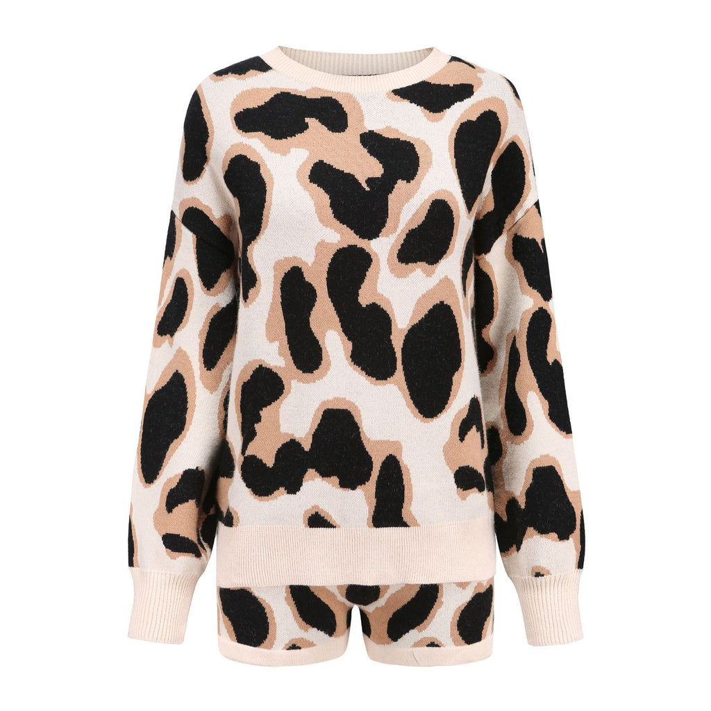Damen Gemütlicher, im Leopardenmuster strickpullover Sovae