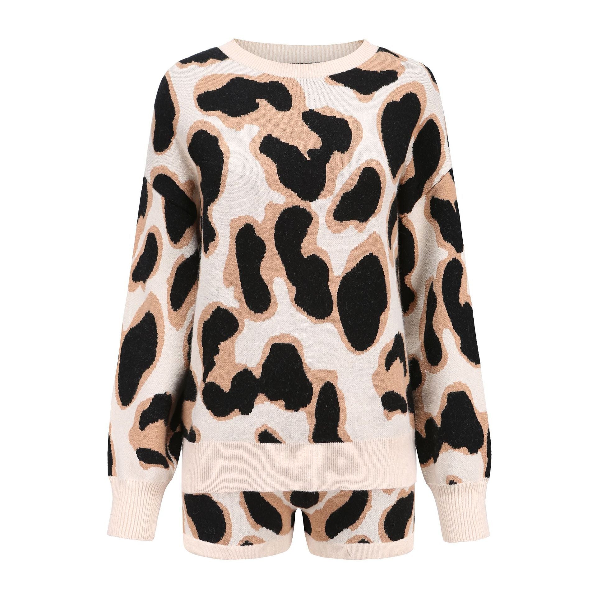 Damen Gemütlicher, im Leopardenmuster strickpullover Sovae