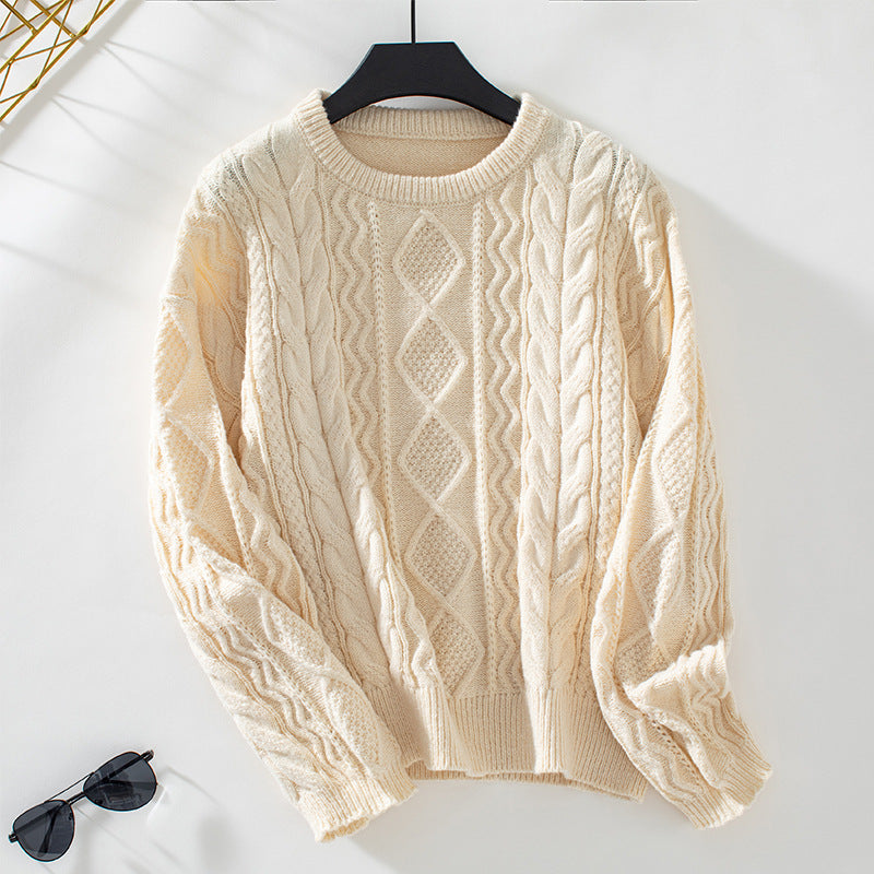 Damen Grobstrickpullover mit strukturiertem Zopfmuster Sovae