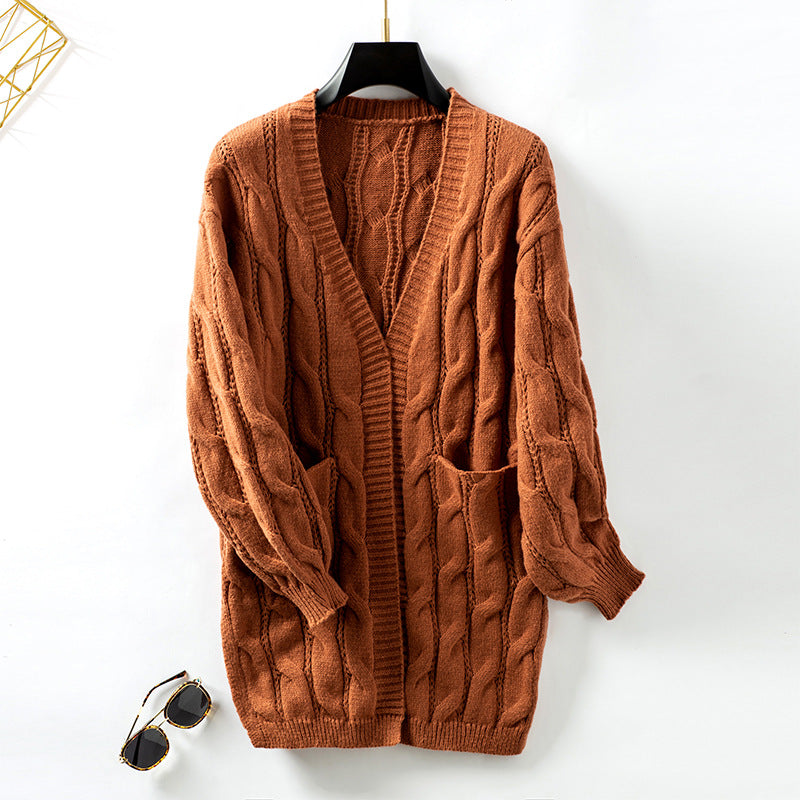 Damen Strickjacke mit einem stilvollen Flechtmuster Sovae