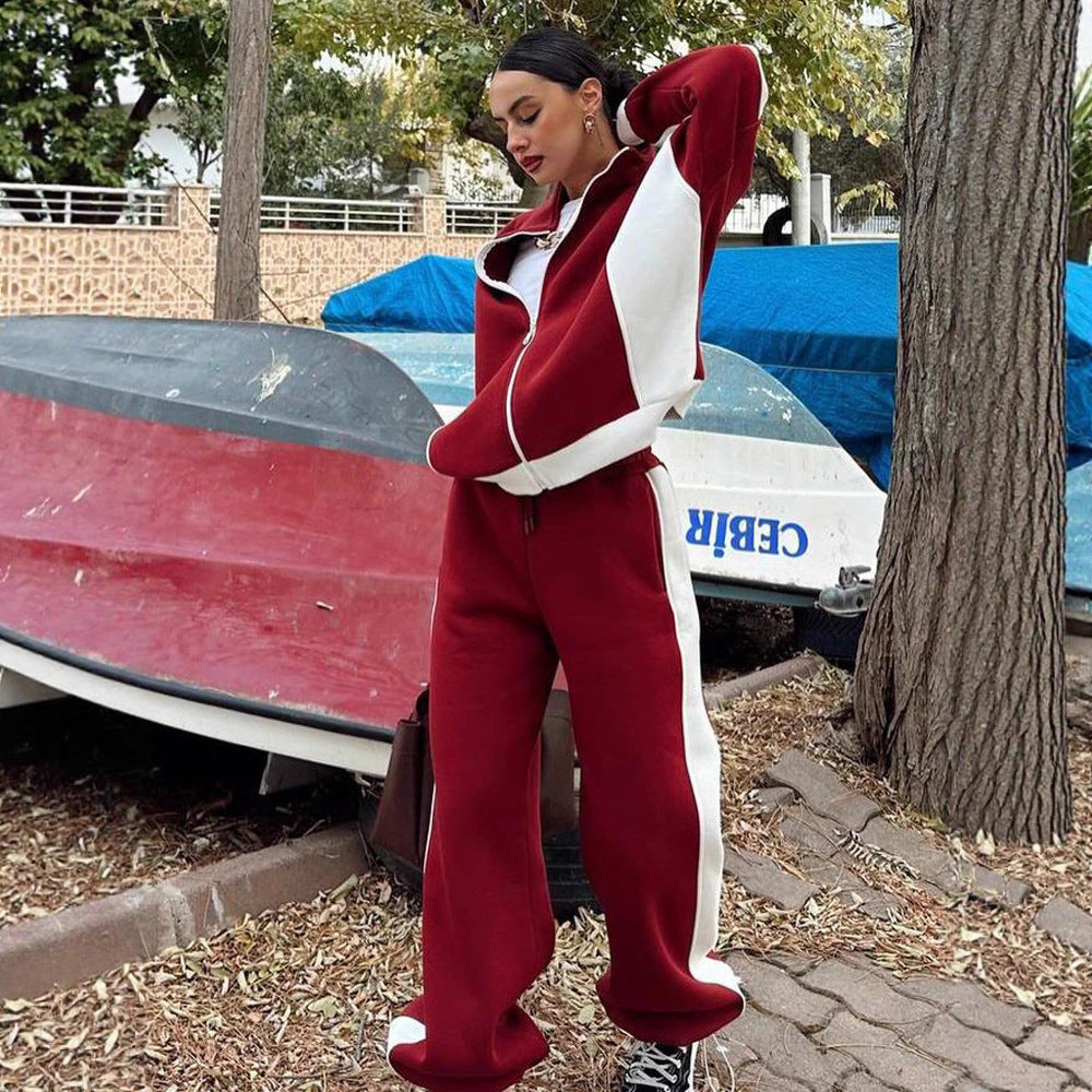 Damen Sportliches Loungewear-Set mit hohem Kragen Sovae