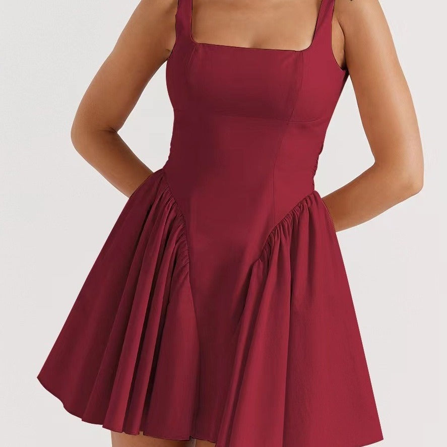 Damen luftiges Sommerkleid mit quadratischem Ausschnitt Sovae