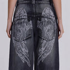 Damen Weit geschnittene Jeans mit einzigartigem Flügel-Design Sovae