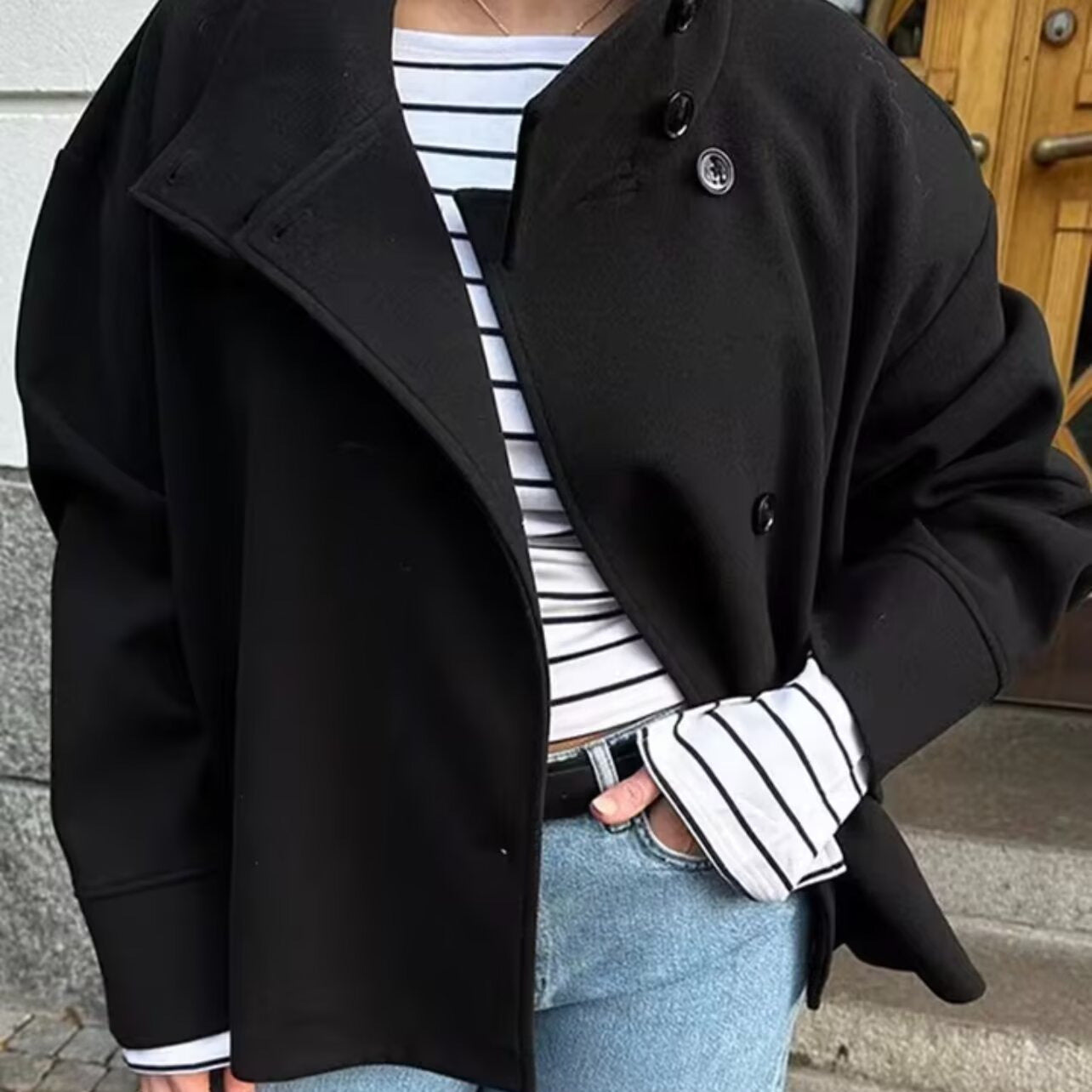 Damen modische Übergangsjacke mit hohem Stehkragen Sovae