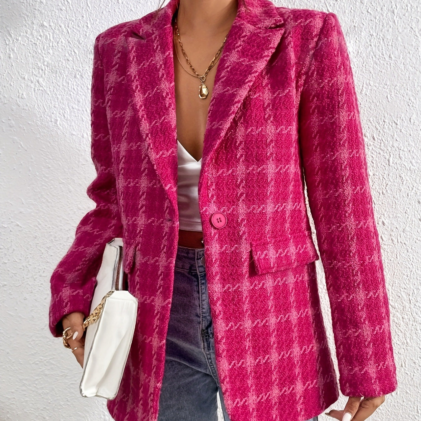 Damen strukturierter Blazer mit modischem Karo-Muster Sovae