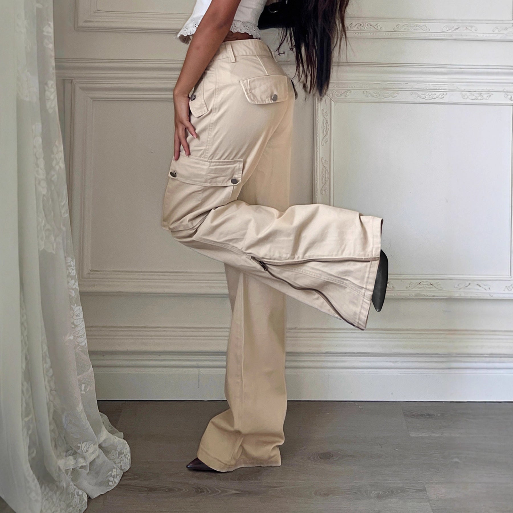 Damen Cargo-Hose mit weitem Schnitt und praktischen Seitentaschen Sovae