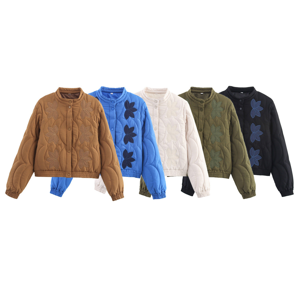 Damen Steppjacke mit floralem Design und elastischen Ärmeln Sovae