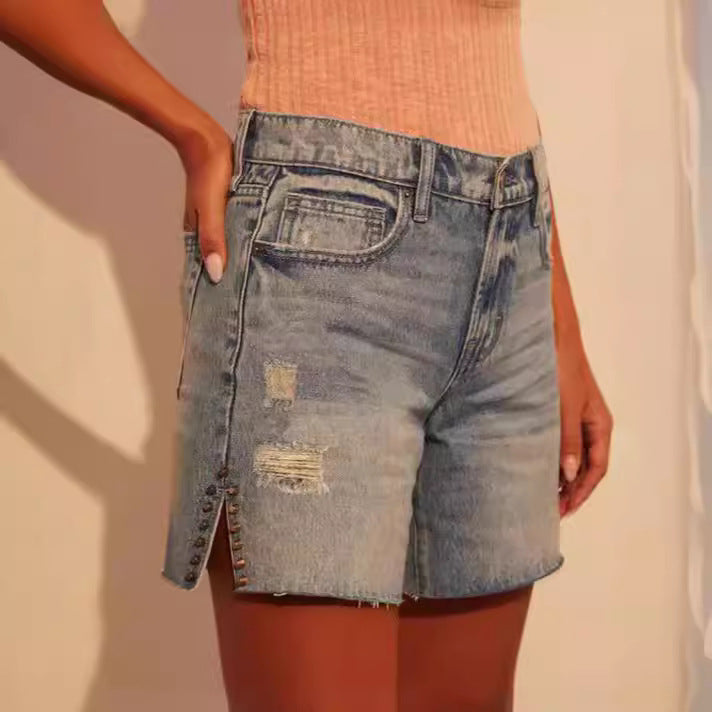 Damen Destroyed Denim Shorts Sovae