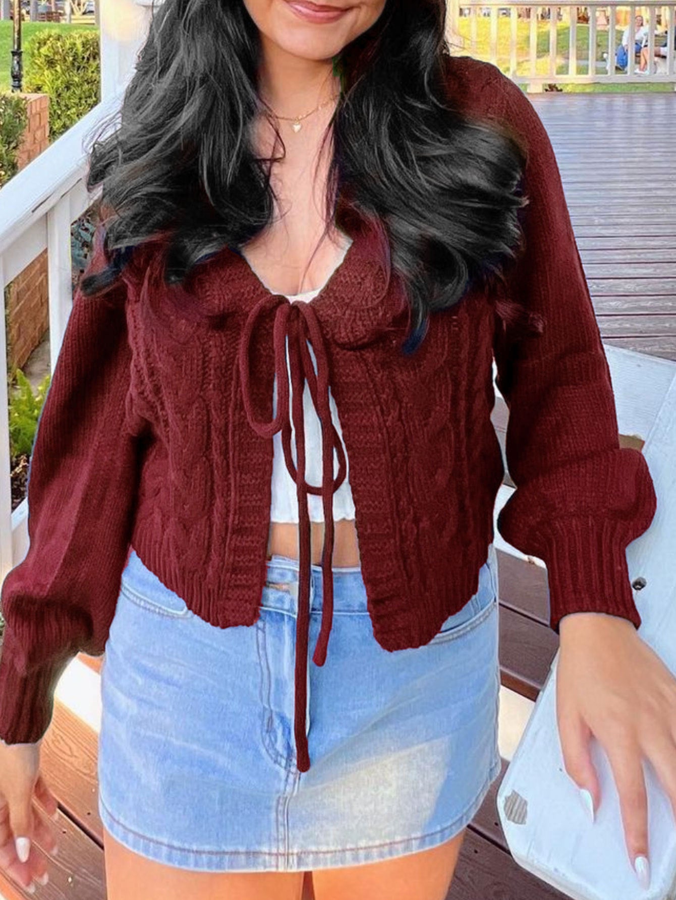 Damen Grobstrickjacke mit tailliertem Schnitt Sovae