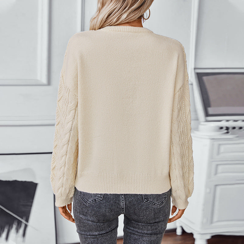 Damen Grobstrickpullover mit strukturiertem Zopfmuster Sovae