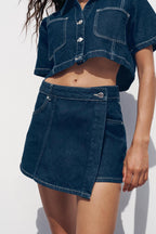 Damen Denim Miniröcke mit asymmetrischem Schnitt Sovae