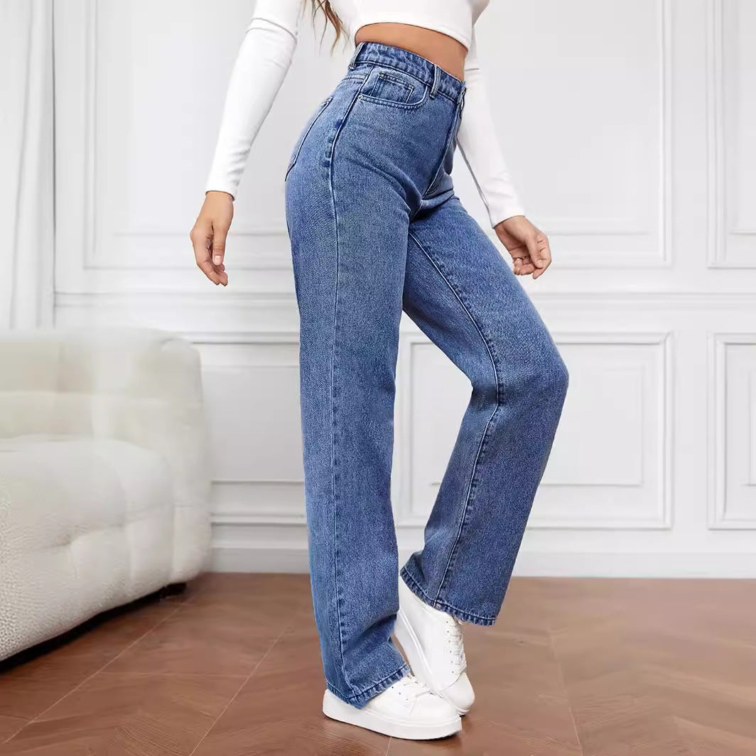 Damen Weitgeschnittene Hochbundjeans Sovae